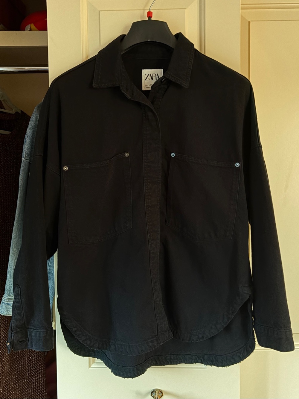 Zara Black Lightweight Utility Shirt Jacket